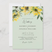 サンフラワーセージ優雅な結婚式なし親 招待状 (正面)