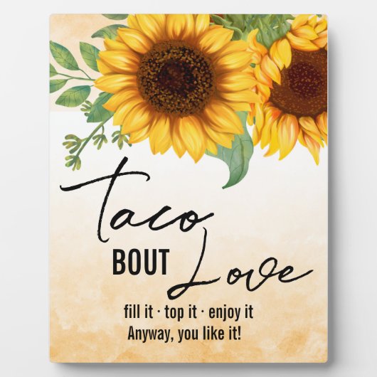 サンフラワータコスのサイン卓上のプレートとイーゼル フォトプラーク (正面)