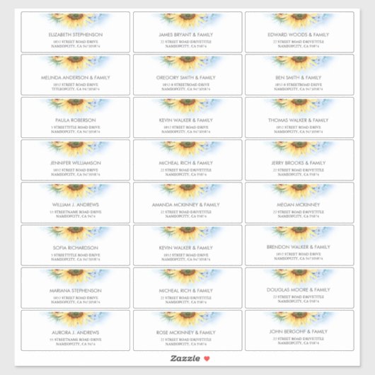 サンフラワーダスティブルーゲストナーズ住所 シール (シート)