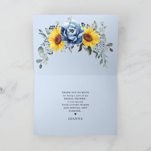 サンフラワーダスティブルー石板牡丹フローラ サンキューカード (内部)