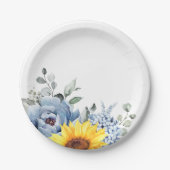 サンフラワーダスティブルー石板牡丹フローラ ペーパープレート (正面)