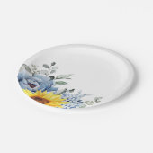 サンフラワーダスティブルー石板牡丹フローラ ペーパープレート (アングル)