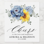 サンフラワーダスティブルー石板牡丹フローラ ワインラベル (シングルラベル)