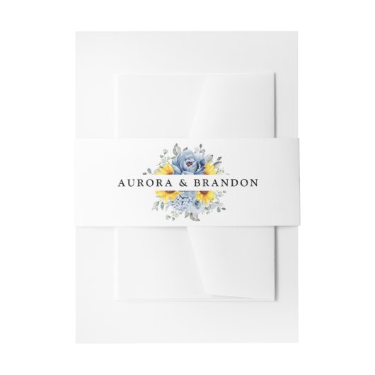 サンフラワーダスティブルー石板牡丹フローラ 招待状ベリーバンド (正面例)