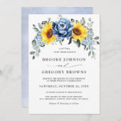 サンフラワーダスティブルー石板牡丹フローラ 招待状 (正面/裏面)