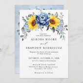 サンフラワーダスティブルー石板牡丹フローラ 招待状 (正面/裏面)