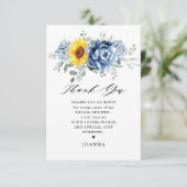 サンフラワーダスティブルー石板牡丹ブライダルシャワー サンキューカード (スタンド正面)