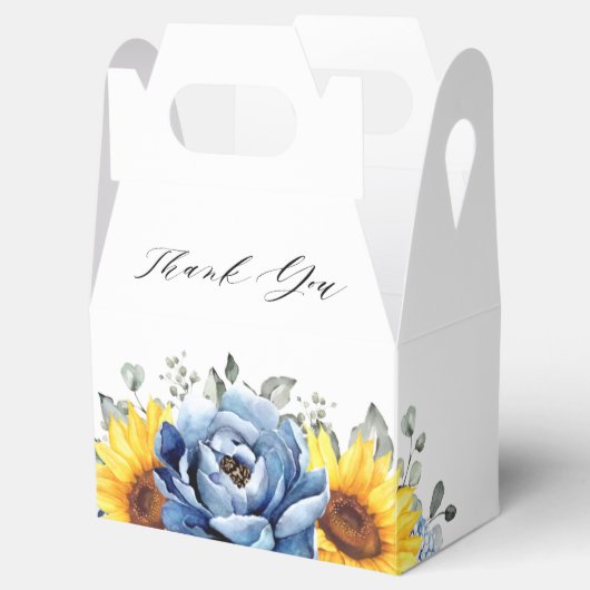 サンフラワーダスティブルー石板牡丹ブライダルシャワー フェイバーボックス (オープン)