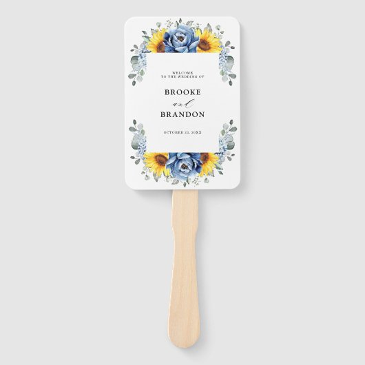 サンフラワーダスティブルー石板牡丹結婚式 プログラム ハンドファン (正面)
