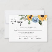 サンフラワーダスティブルー結婚ズと食事の選択 出欠カード (正面)