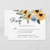 サンフラワーダスティブルー結婚ズと食事の選択 出欠カード (正面/裏面)