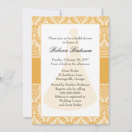 サンフラワーダマスクブライダルシャワー 招待状 (正面)