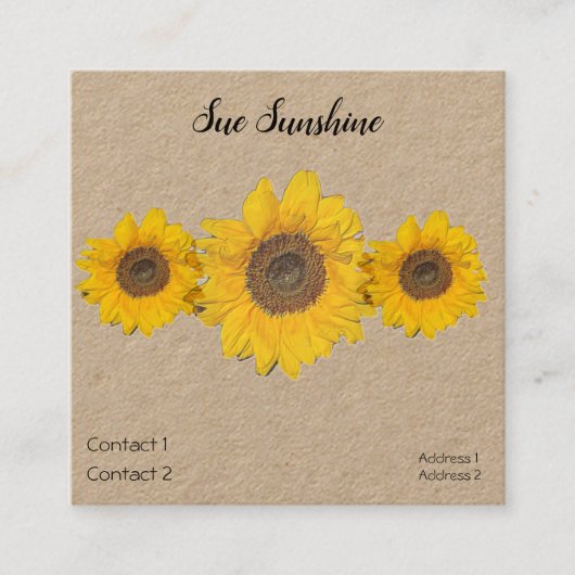 サンフラワートリオインラスティッククラフト紙 スクエア名刺 (正面)