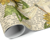 サンフラワードラゴンフライオールド新聞カントリースタイル ラッピングペーパー (ロールコーナー)