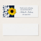 サンフラワーネイビーダマスクフローラ結婚式の引き出物ラベル (正面&裏面)