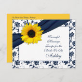 サンフラワーネイビーダマスク成功した結婚レシピ アドバイスカード (正面/裏面)