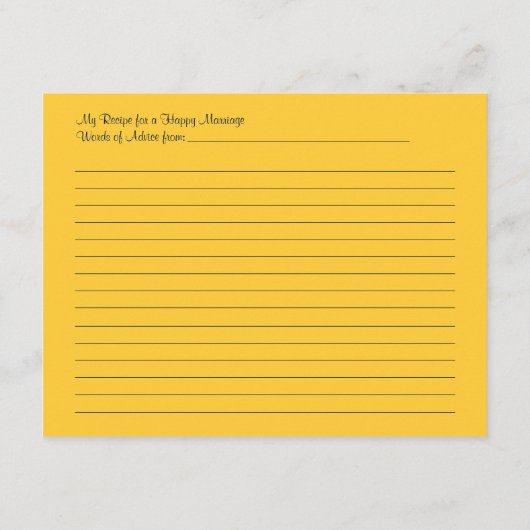 サンフラワーネイビーダマスク成功した結婚レシピ アドバイスカード (裏面)