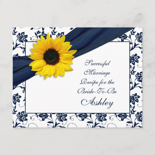 サンフラワーネイビーダマスク成功した結婚レシピ アドバイスカード (正面)