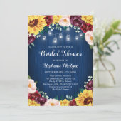 サンフラワーネイビーブライダルシャワーメイソンジャースフローラ 招待状 (スタンド正面)