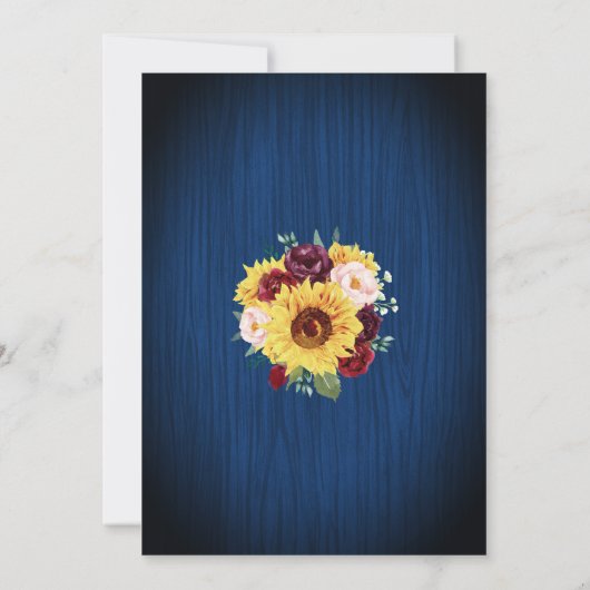 サンフラワーネイビーブライダルシャワーメイソンジャースフローラ 招待状 (裏面)