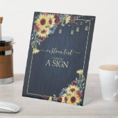 サンフラワーネイビーブルーウッドフローラカスタム文字 台座サイン (インサイチュ)