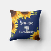 サンフラワーネイビーブルーシックお前は私の太陽の光 クッション (裏面)