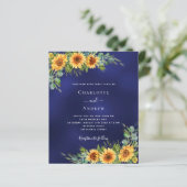 サンフラワーネイビーブルーバジェット結婚式招待状 (スタンド正面)