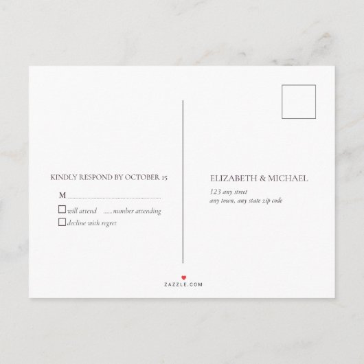 サンフラワーネイビーブルーブルガンディーウッドフローラRSVP インビテーションポストカード (裏面)