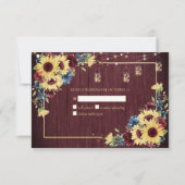 サンフラワーネイビーブルーブルガンディーウッドフローラRSVP 出欠カード (裏面)