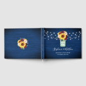 サンフラワーネイビーブルーメイソンジャールライツ結婚ズ ゲストブック (全面)