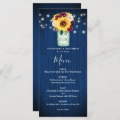 サンフラワーネイビーブルーメイソンジャールライト結婚ズのメニュー メニュー (正面/裏面)