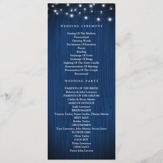 サンフラワーネイビーブルーメイソンジャー結婚フローラ プログラム (裏面)