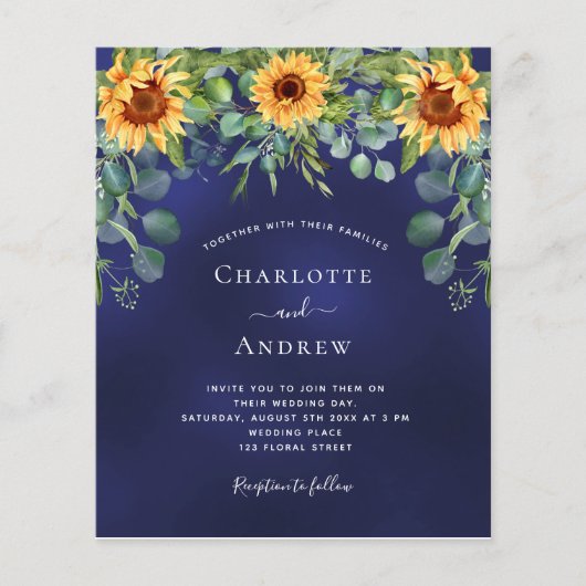 サンフラワーネイビーブルーユーカリ結婚プトゥス (正面)