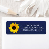 サンフラワーネイビーブルー差出人住所ラベル ラベル (インサイチュ)