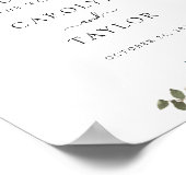 サンフラワーネイビーブルー結婚グリーンの歓迎サイン ポスター (角)