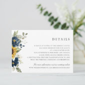 サンフラワーネイビーブルー結婚フローラ詳細カード 招待状 (スタンド正面)