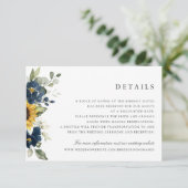 サンフラワーネイビーブルー結婚フローラ詳細カード 招待状 (スタンド正面)