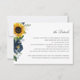 サンフラワーネイビーブルー結婚フローラ詳細カード 招待状