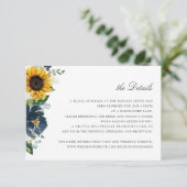 サンフラワーネイビーブルー結婚フローラ詳細カード 招待状 (スタンド正面)