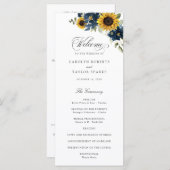 サンフラワーネイビー素朴ブルー結婚フラワーズ プログラム (正面/裏面)