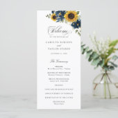 サンフラワーネイビー素朴ブルー結婚フラワーズ プログラム (スタンド正面)