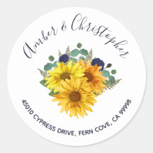 サンフラワーネイビー結婚バラズアドレス封筒用シール