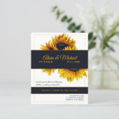 サンフラワーネイビー金ゴールドモダン結婚式招待状 (スタンド正面)