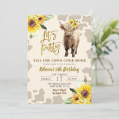 サンフラワーハイランドカウファームガール誕生日 招待状 (スタンド正面)