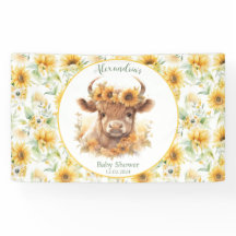 サンフラワーハイランドカウベビーシャワーバナー