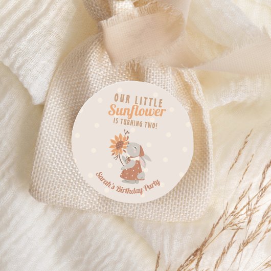 サンフラワーバニーラビット誕生日 ラウンドシール