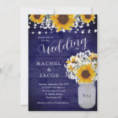 サンフラワーバビーズブレスネイビージャールライト結婚ズ 招待状 (正面)