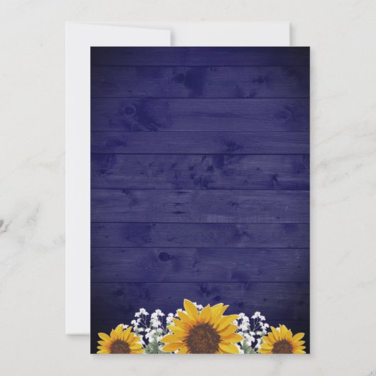 サンフラワーバビーズブレスネイビージャールライト結婚ズ 招待状 (裏面)