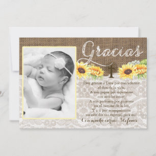 サンフラワーバプティスバウティゾのためのグラシアスに感謝 サンキューカード