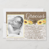 サンフラワーバプティスバウティゾのためのグラシアスに感謝 サンキューカード (正面)